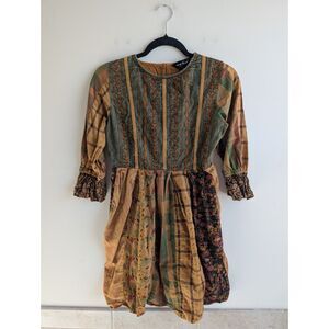 Young Threads Dress Womens S Boho Patchwork Embroidered Babydoll Pockets